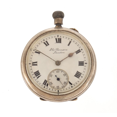 2620 - Ladies silver JW Benson open face pocket watch with subsidary dial, 36mm in diameter