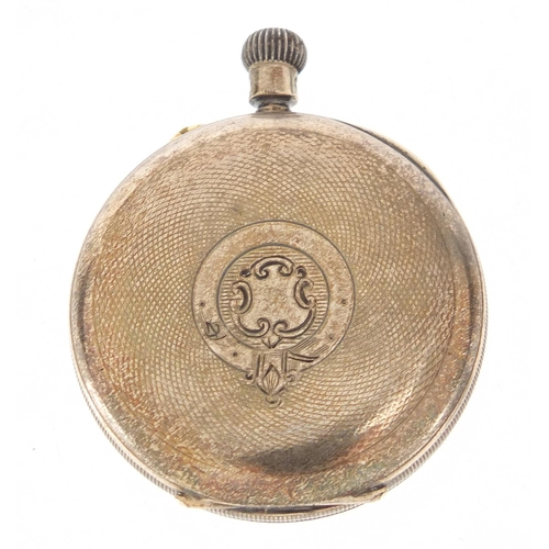 2620 - Ladies silver JW Benson open face pocket watch with subsidary dial, 36mm in diameter