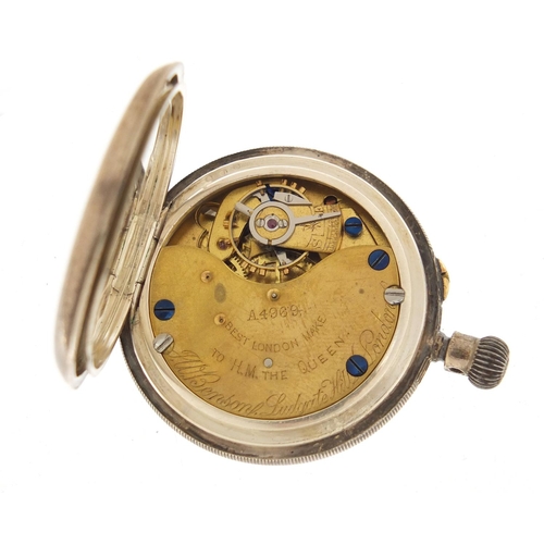 2620 - Ladies silver JW Benson open face pocket watch with subsidary dial, 36mm in diameter