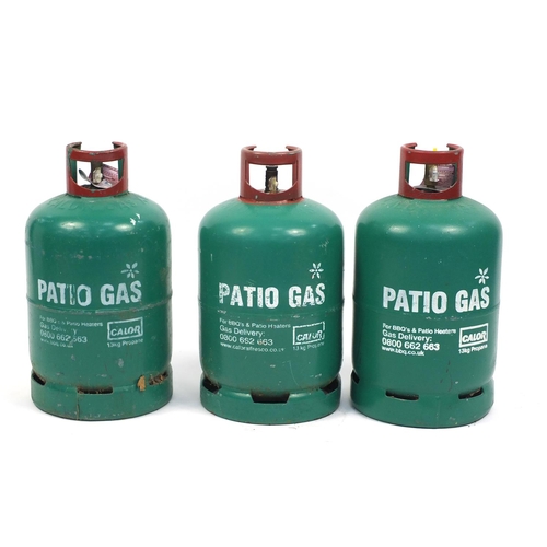 78 - Three 13kg patio and barbecue Calor propane gas canisters. with some contents