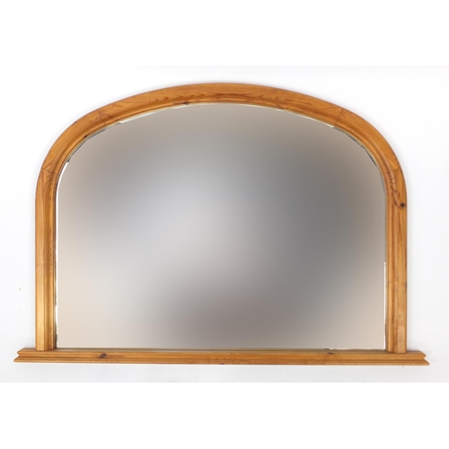 46 - Pine framed over mantle mirror, 120cm x 81cm
