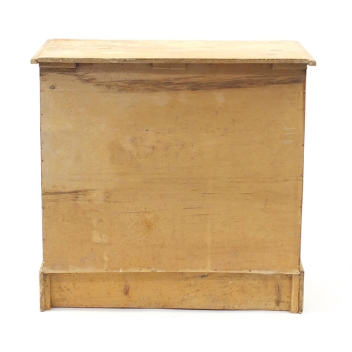 2 - Victorian pine four drawer chest with brass handles, 79cm H x 83cm W x  45.5cm D