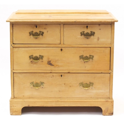 21 - Victorian pine four drawer chest, 78cm H x 86cm W x 51cm D