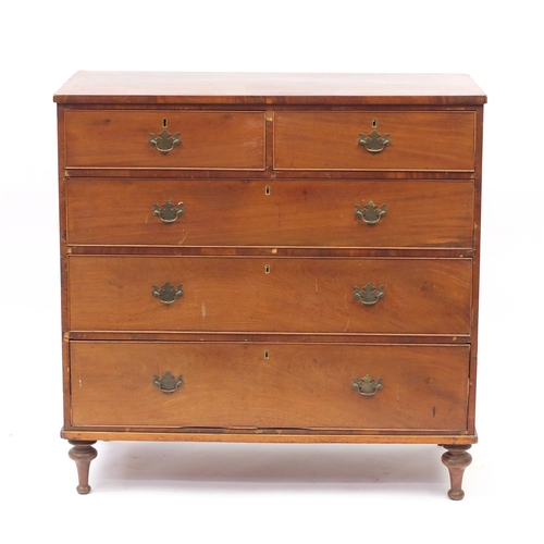 42 - Edwardian mahogany five drawer chest fitted with two short above three long graduated drawers, 104cm... 