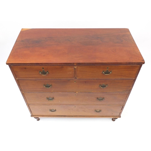 42 - Edwardian mahogany five drawer chest fitted with two short above three long graduated drawers, 104cm... 