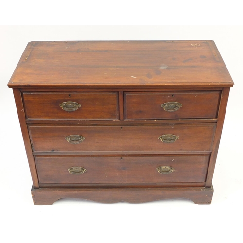 55 - Edwardian mahogany four drawer chest, 82cm H x 105cm W x 48cm D