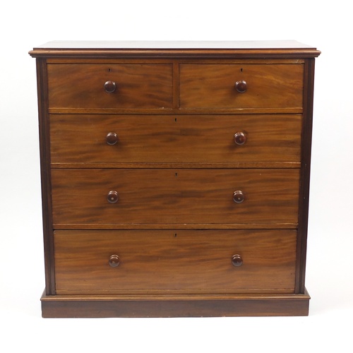 25 - Victorian mahogany chest fitted with two short above three long graduated drawers, 120cm H x 121cm W... 