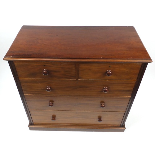 25 - Victorian mahogany chest fitted with two short above three long graduated drawers, 120cm H x 121cm W... 