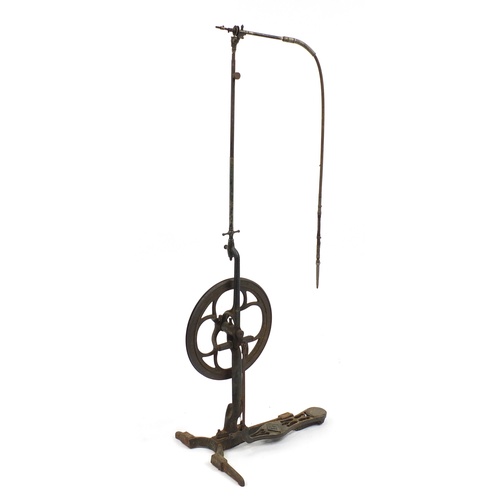 59 - Antique dentists treadle drill with cast iron base, 128cm high
