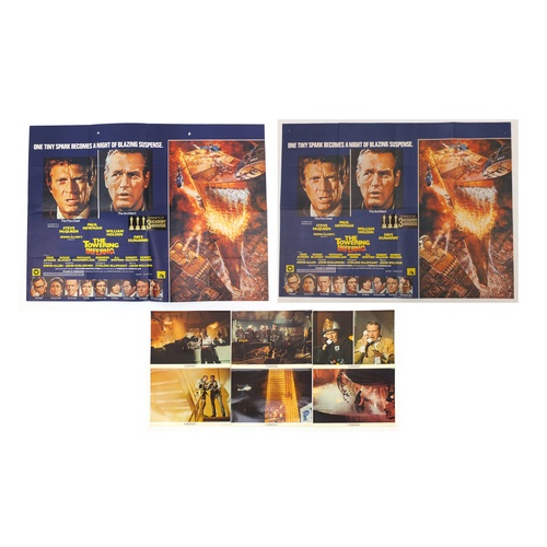 185 - Two vintage The Towering Inferno UK quad film posters and six Warner Bros stills, the posters printe... 