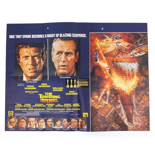 185 - Two vintage The Towering Inferno UK quad film posters and six Warner Bros stills, the posters printe... 