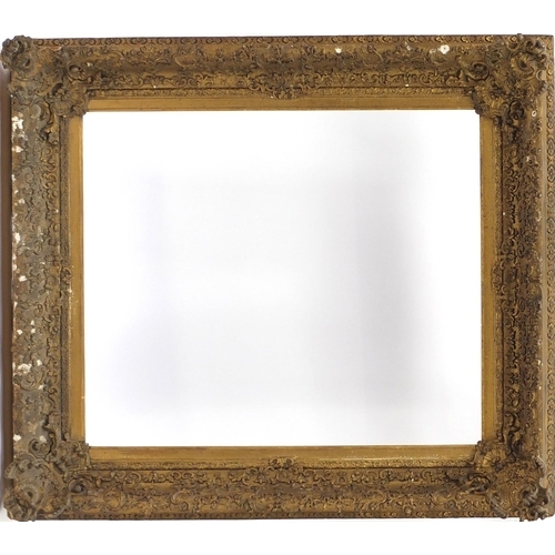 987 - 19th century ornate Gesso picture frame, aperture size 75cm x 62cm, overall size 102cm x 91cm