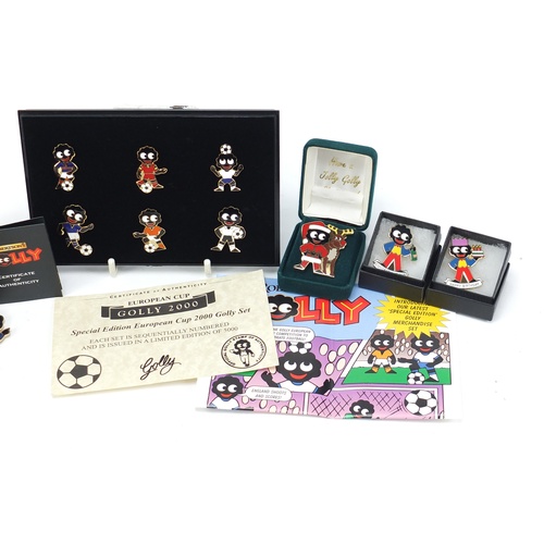 2497A - Collection of enamelled golly badges including the 2000 European cup set