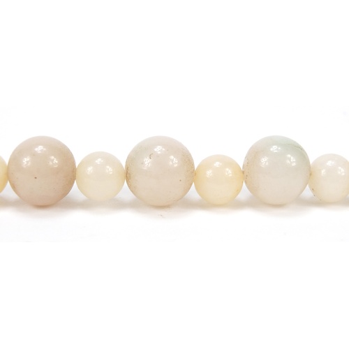 2497 - Chinese white jade bead necklace, 68cm in length