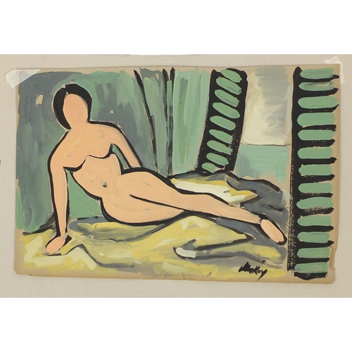 2474 - Manner of Markey Robinson - Nude female, gouache on paper, unframed, 51cm x 33cm