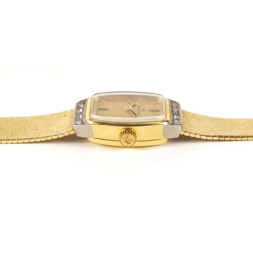 2517 - Ladies 18ct gold Bucherer diamond set wristwatch with 18ct gold strap, 30.2g