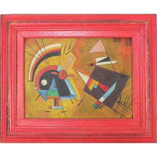 2026 - Manner of Wassily Kandinsky - Abstract composition, Russian school oil on board, framed, 39cm x 28.5... 