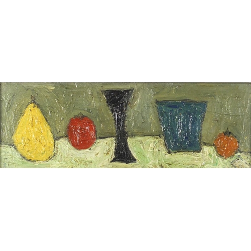 2511 - Manner of Morandi - Still life, oil onto board, framed, 53.5cm x 18cm