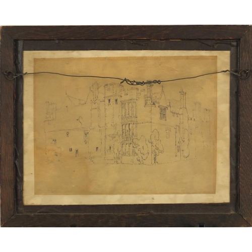 2510 - Guilford Grammar School, early 19th century double sided ink drawing, bearing a monogram JBB? 1831, ... 