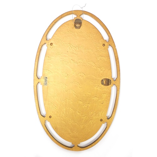 2071 - Oval gilt framed bevelled edge mirror, 70cm x 44cm