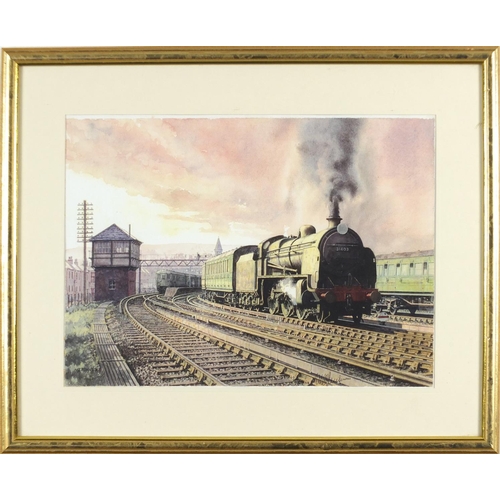 2297 - MA Turner - steam locomotive, mounted and framed, 40cm x 29cm