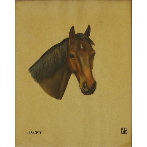 2234 - Two horse heads, Jackie and Senator, pair of watercolours, framed, each 35.5cm x 29.5cm