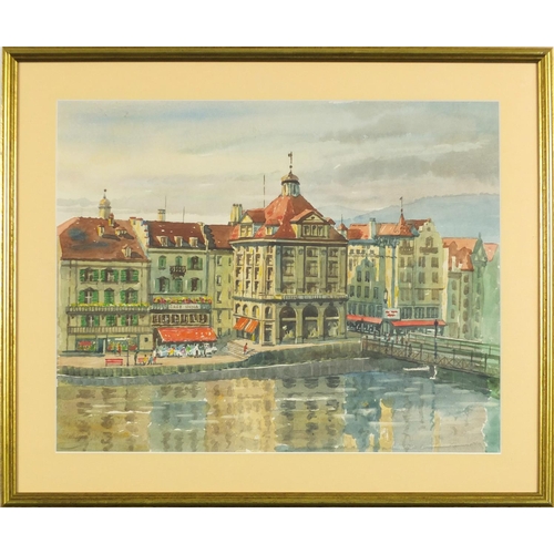 2252 - Cecil Cook - Venetian canal, watercolour, mounted and framed, 45cm x 35cm