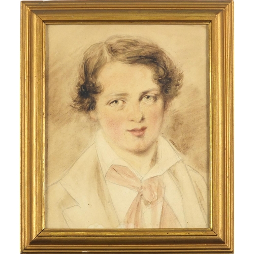 2267 - WITHDRAWN - Top half portraits, two early 20th century watercolours, one inscribed Frederick Sadleir... 