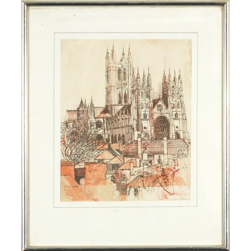 2319 - Ken Hildrew - Cathedral, mounted and framed, 26cm x 20.5cm