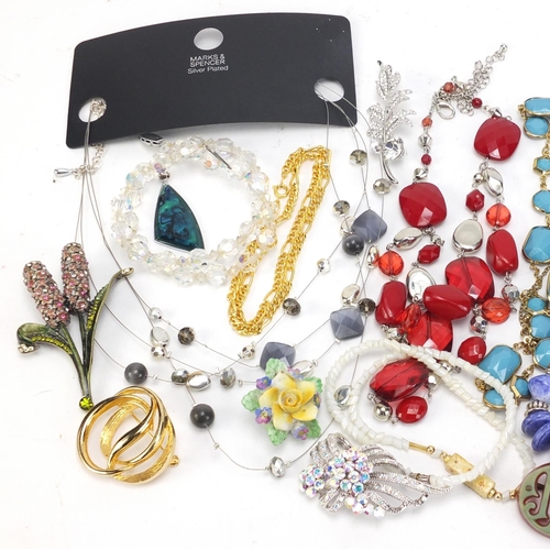 2817 - Costume jewellery including brooches, necklaces, bracelets and wristwatches