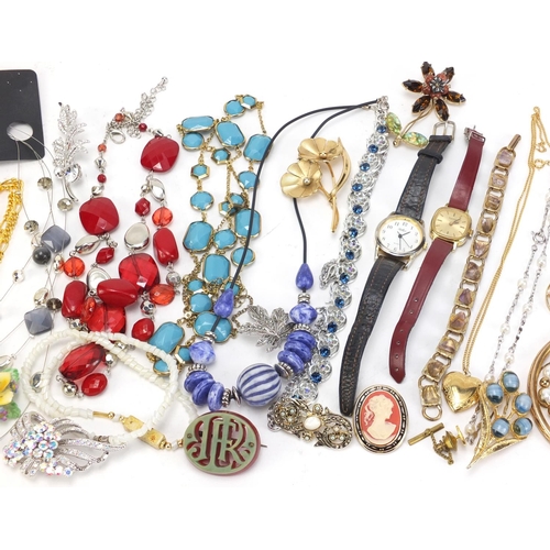 2817 - Costume jewellery including brooches, necklaces, bracelets and wristwatches