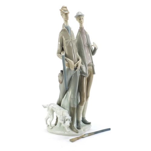 2169 - Large Lladro figure of hunters with a dog, 47.5cm high
