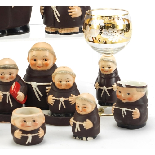 2568 - Goebel monk china including jugs and a cruet set on stand, 20cm high