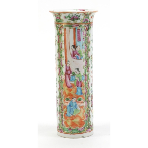 2162 - Chinese Canton porcelain vase, hand painted with birds of paradise and figures, 31cm high