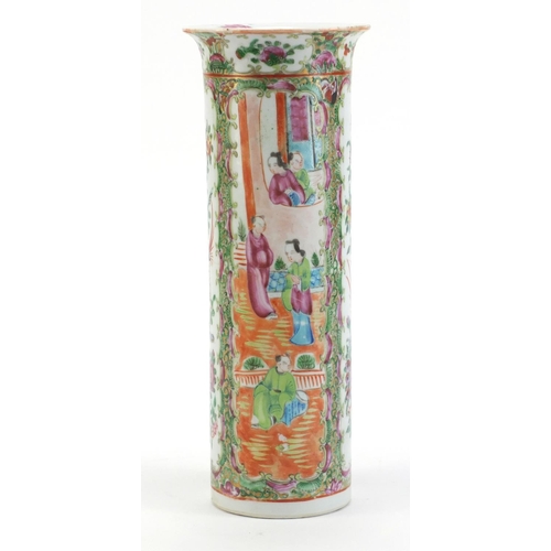 2162 - Chinese Canton porcelain vase, hand painted with birds of paradise and figures, 31cm high