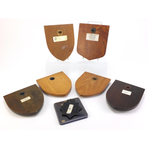 2953 - Military interest shield plaques including RFA Gold Rover, Royal Corps of Transport and the Royal Lo... 