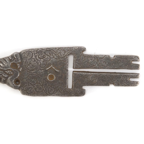 2886 - Tibetan iron pendant, 16cm in length