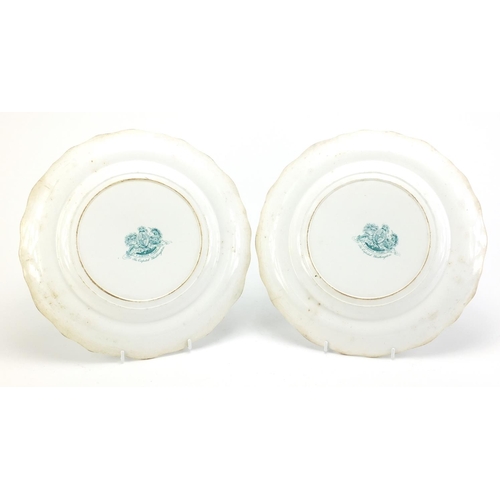 2588 - Two Victorian opaque china White House plates, 28cm in diameter