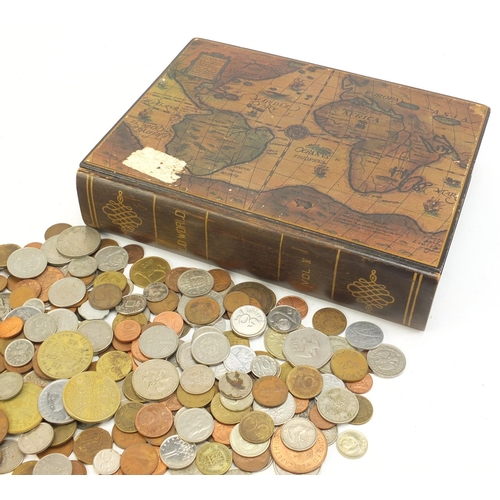 2836 - Antique and later British and world coinage housed in a book design box