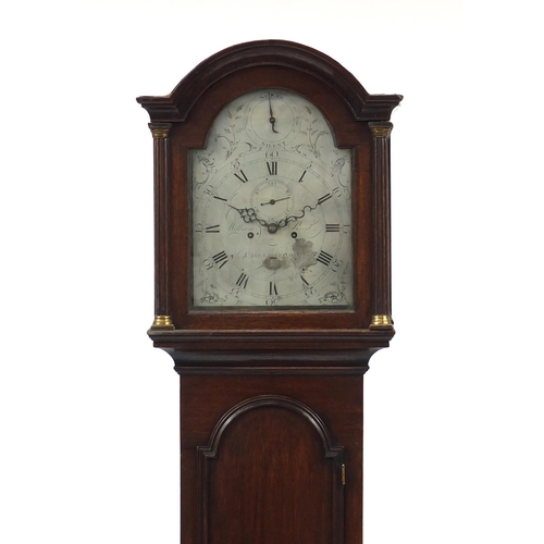 24 - 19th century oak longcase clock with eight day movement by William Reed of Chelmsford and silvered d... 