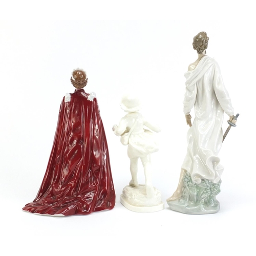 773 - Three collectable figures including Royal Worcester Queen Elizabeth II 80th birthday and a Nao figur... 