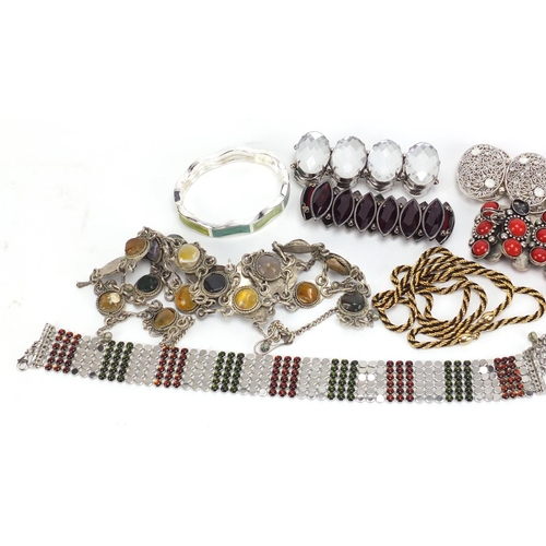 2778 - Costume jewellery including a Middle Eastern silver coloured metal necklace set with cabochon stones