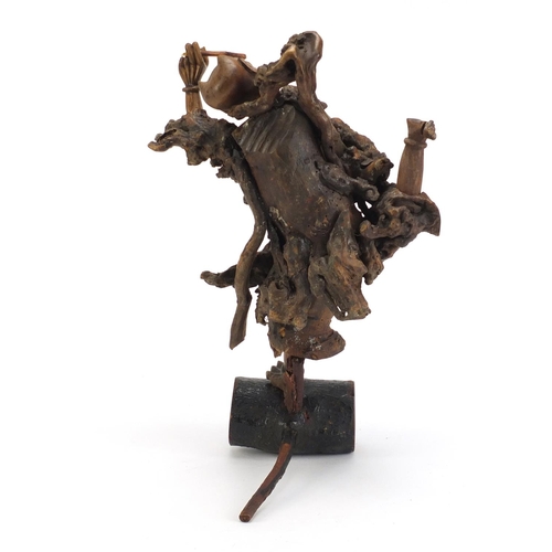 2619 - Chinese hardwood root carving of a devil approximately 40cm high