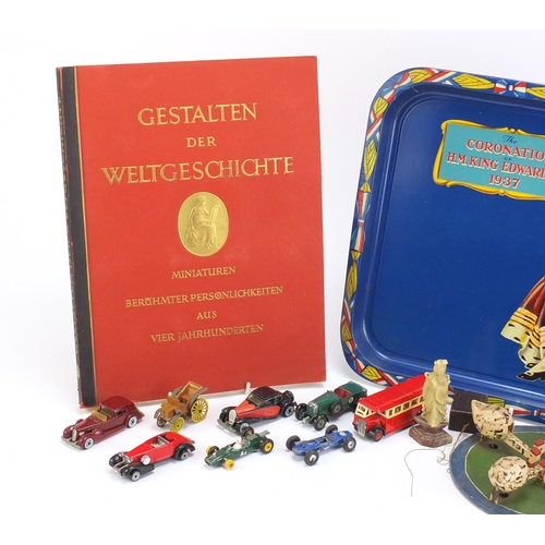 2852 - Miscellaneous objects including a commemorative tray, die cast vehicles and a JW Benson leather jewe... 