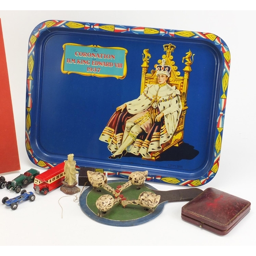 2852 - Miscellaneous objects including a commemorative tray, die cast vehicles and a JW Benson leather jewe... 