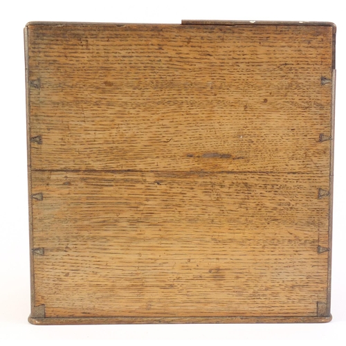 2096 - Edwardian oak stationary box with letter rack, 28cm high