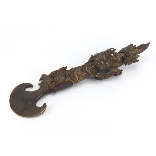 2888 - Tibetan style mythical dagger, 47.5cm in length