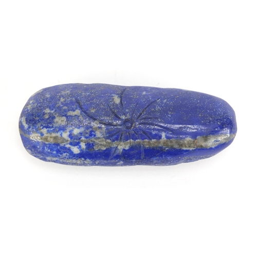 2920 - Chinese lapis lazuli pendant carved with a bird, 7.5cm high