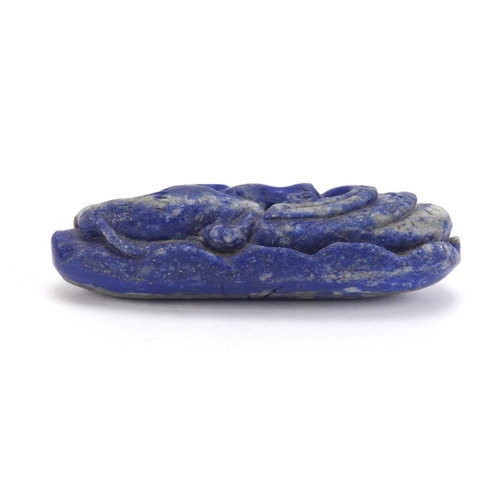 2920 - Chinese lapis lazuli pendant carved with a bird, 7.5cm high