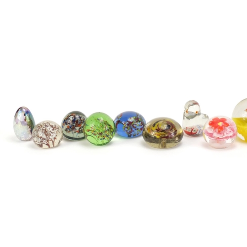 2621 - Group of colourful glass paperweights, the largest 7cm high